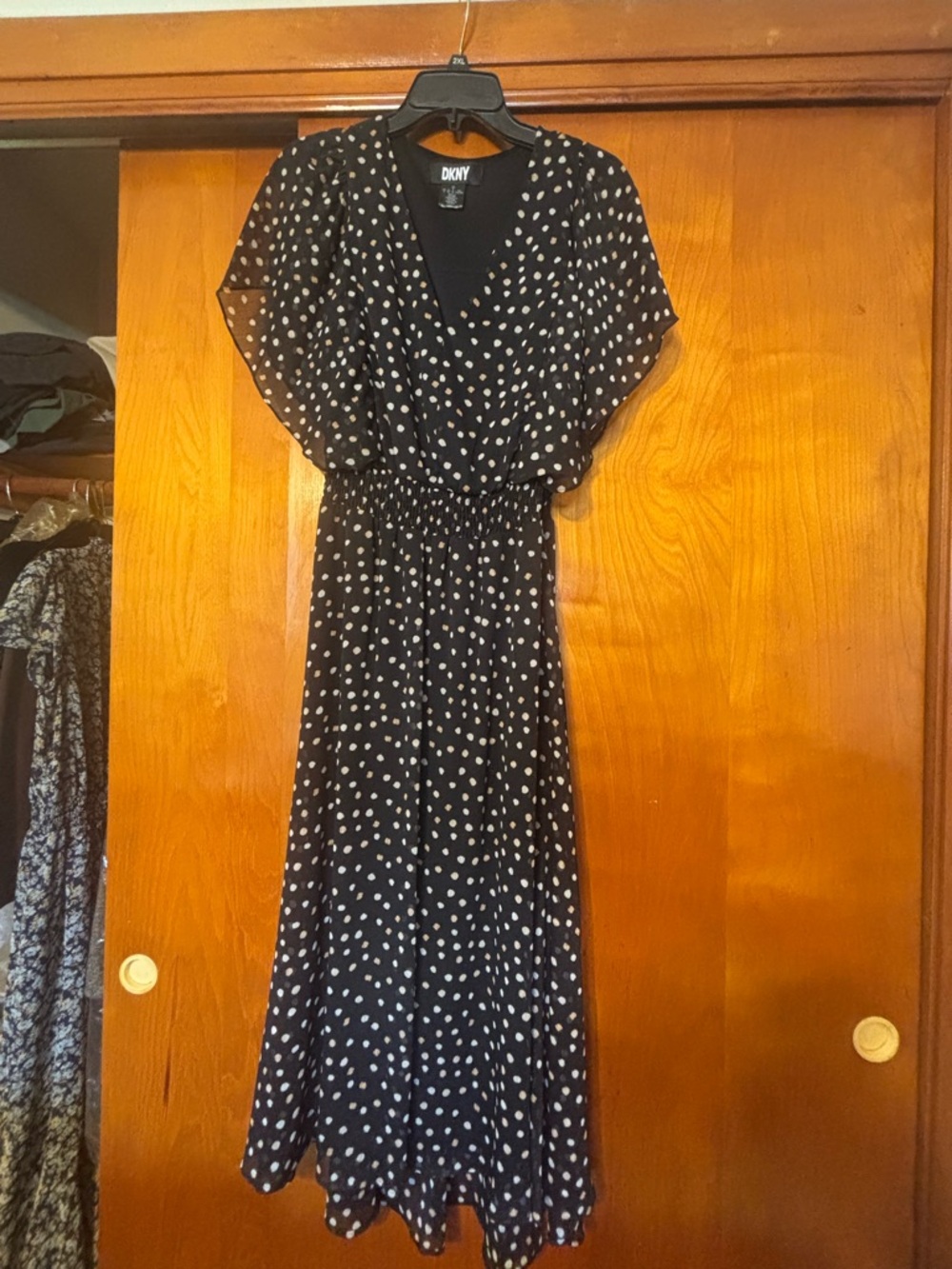 DKNY Black Dress with White Polka Dots